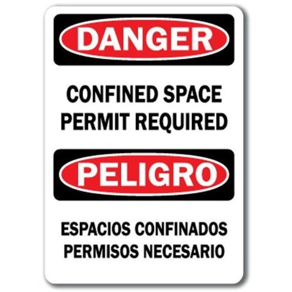 Signmission Danger -Confined Space Permit Required Bilingual 10 x 14 OSHA, DS-Confined Space Permit Bilingual DS-Confined Space Permit Bilingual